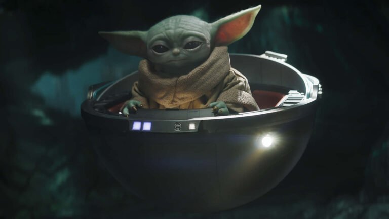 baby yoda con un fondo estelar