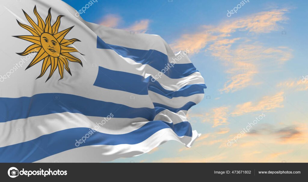 bandera de uruguay ondeando al viento