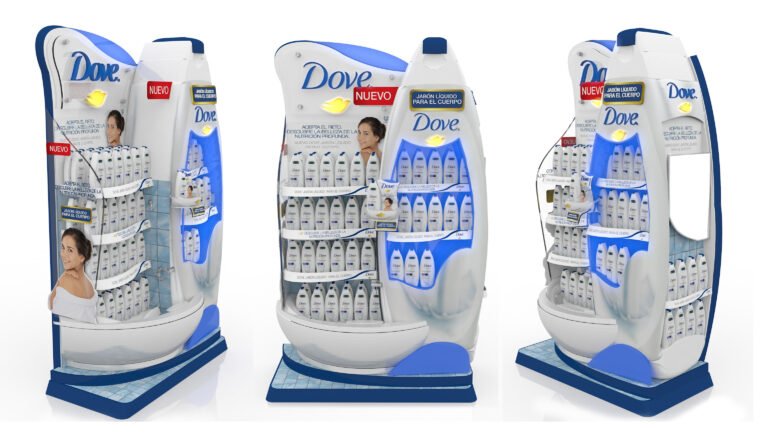 botellas de jabon liquido dove en estante