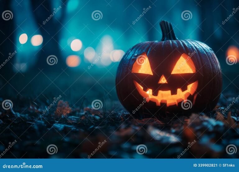 Qué día se celebra Halloween y cuál es su origen 28 calabazas talladas en un ambiente oscuro