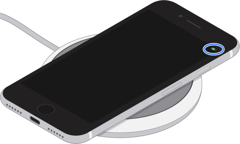 cargador inalambrico para iphone en uso