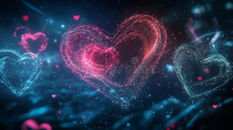 corazones entrelazados en un fondo magico
