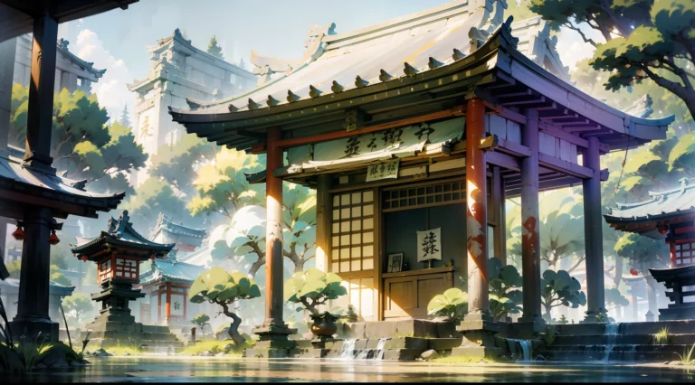 escena de un elegante paisaje japones