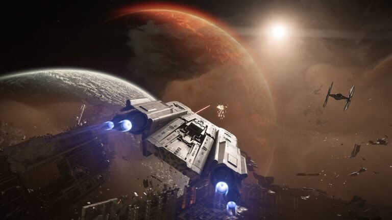 espacio con naves y planetas de star wars