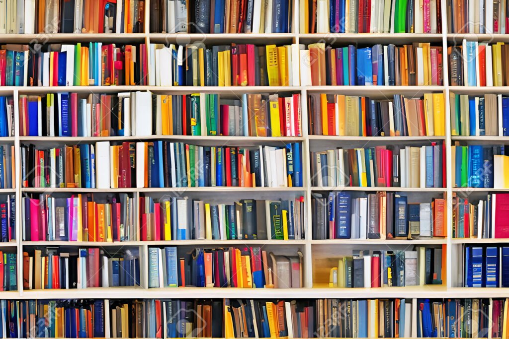 estanteria de libros coloridos y organizados