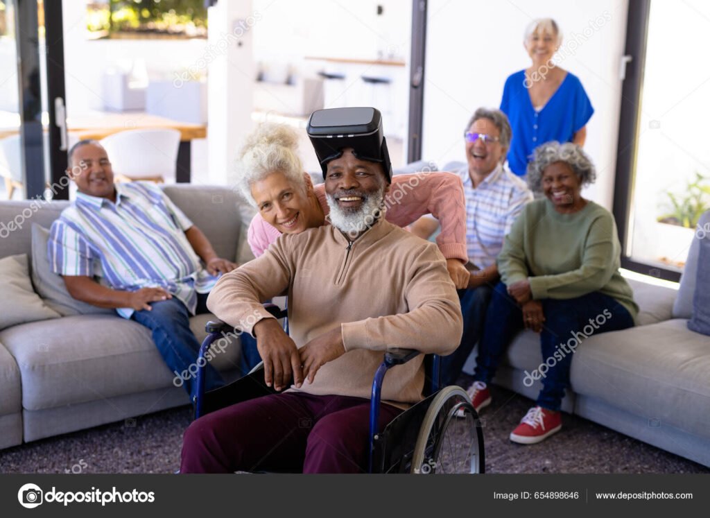 familia diversa en un hogar futurista