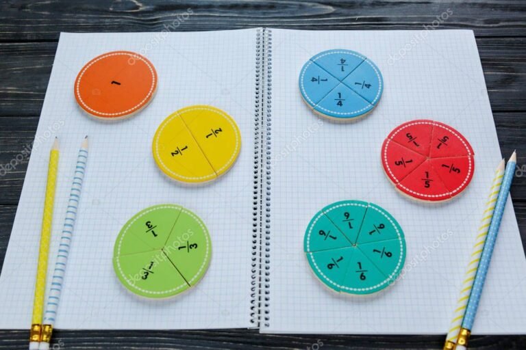 fracciones en una pizarra con lapices