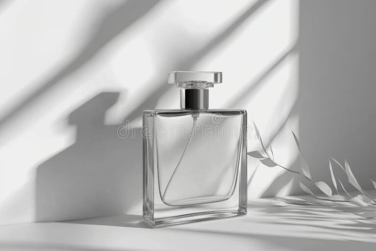 frasco de perfume elegante sobre fondo suave