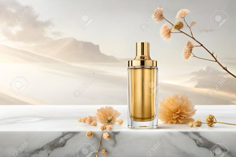 frasco elegante de perfume dorado
