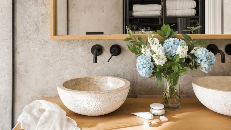 grifo moderno en un elegante bano minimalista