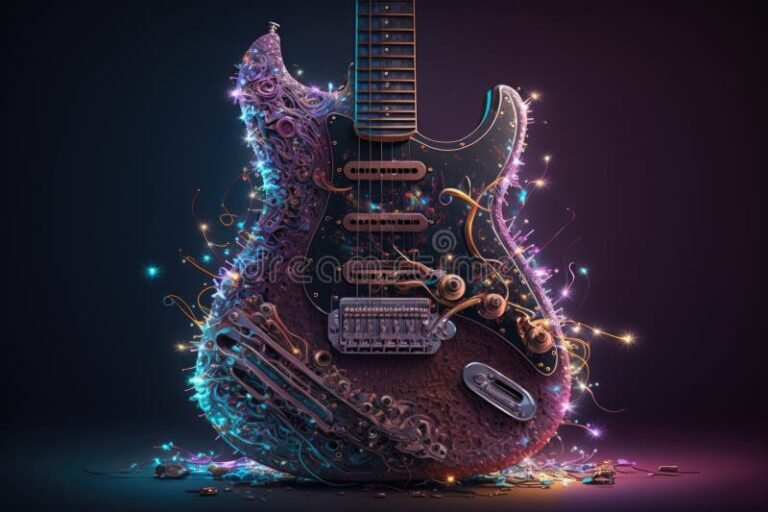 guitarras en contraste sobre fondo artistico