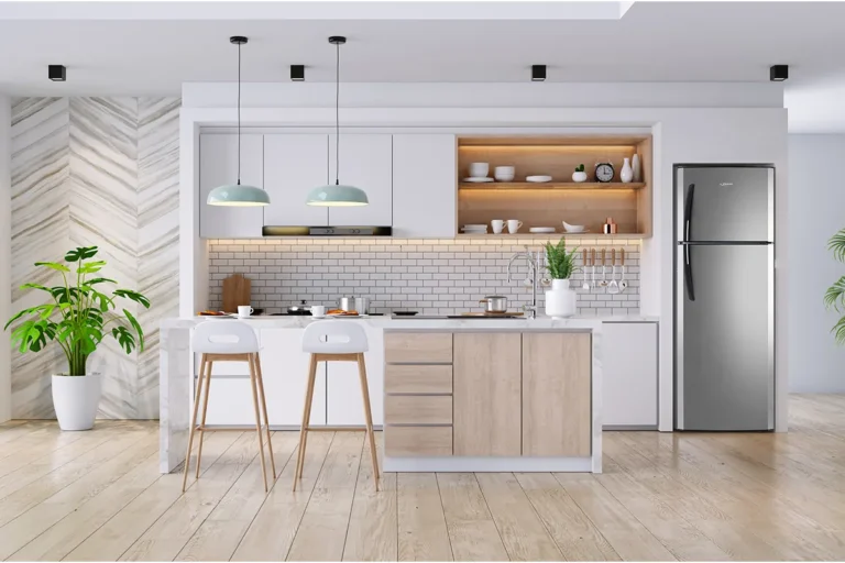 heladera no frost moderna en cocina elegante