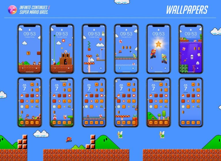 iconos clasicos de mario bros en collage