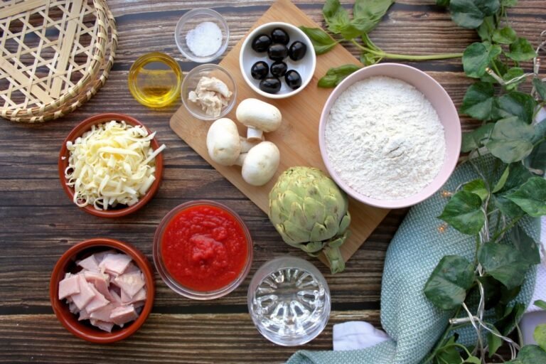 ingredientes frescos para hacer pizza