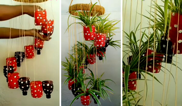 Cómo hacer una maceta colgante con botellas recicladas 22 maceta colgante hecha con botellas recicladas
