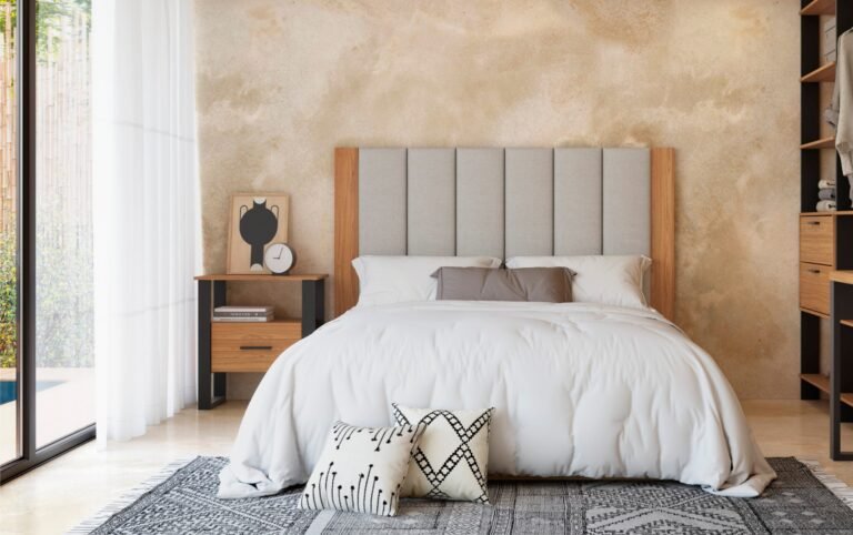 mesas de luz y respaldos elegantes