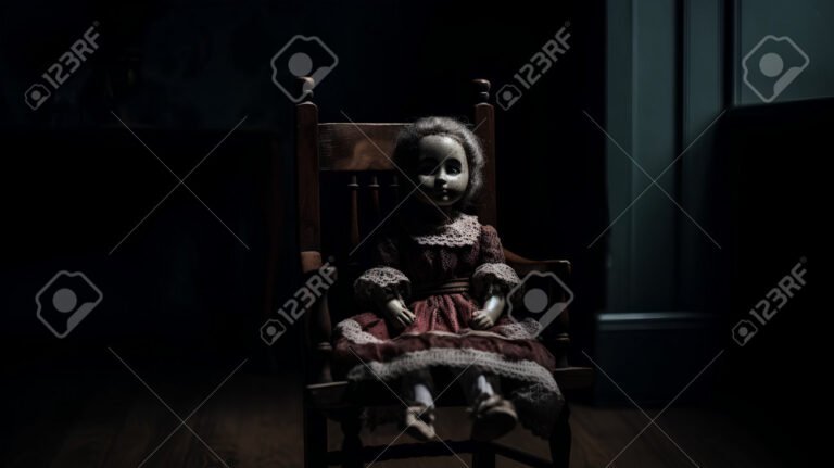 muneco aterrador en una habitacion oscura