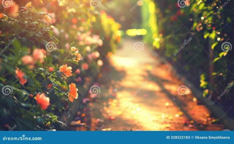 naturaleza floreciente con luz dorada