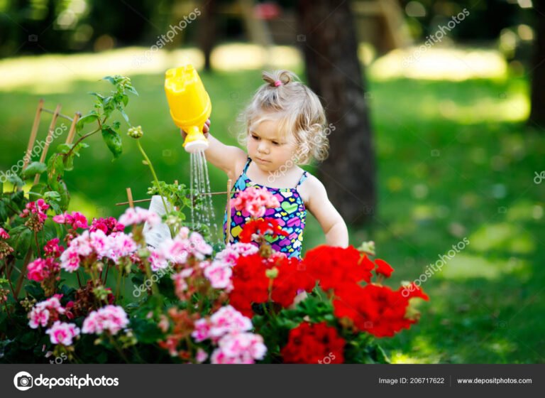 Dónde puedo encontrar un set de jardín personalizado para nena 5 nina jugando en un jardin colorido