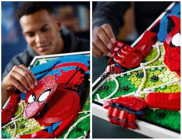 nino construyendo un set de lego spider man