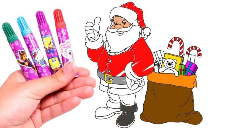 ninos pintando a papa noel juntos