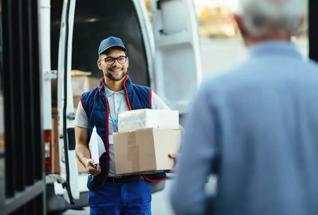 paquete siendo entregado rapidamente