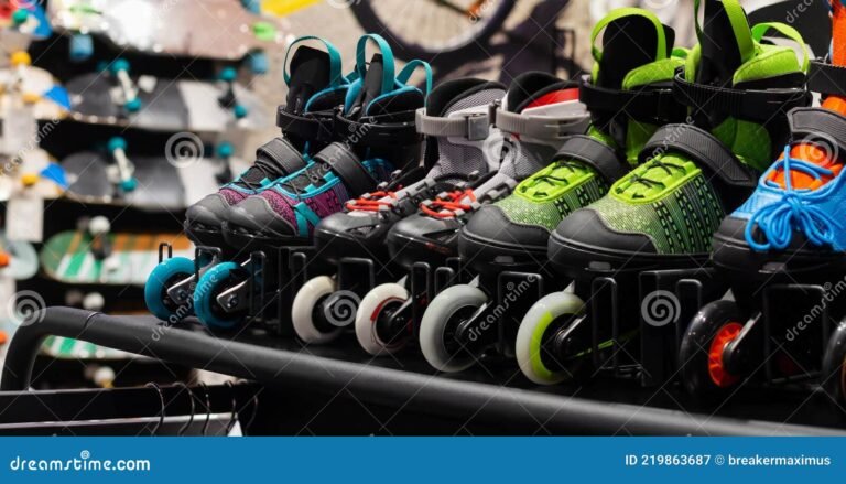 patines coloridos en una tienda deportiva