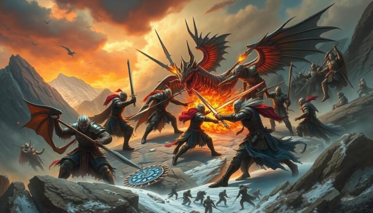 personajes de batalla en un entorno colorido