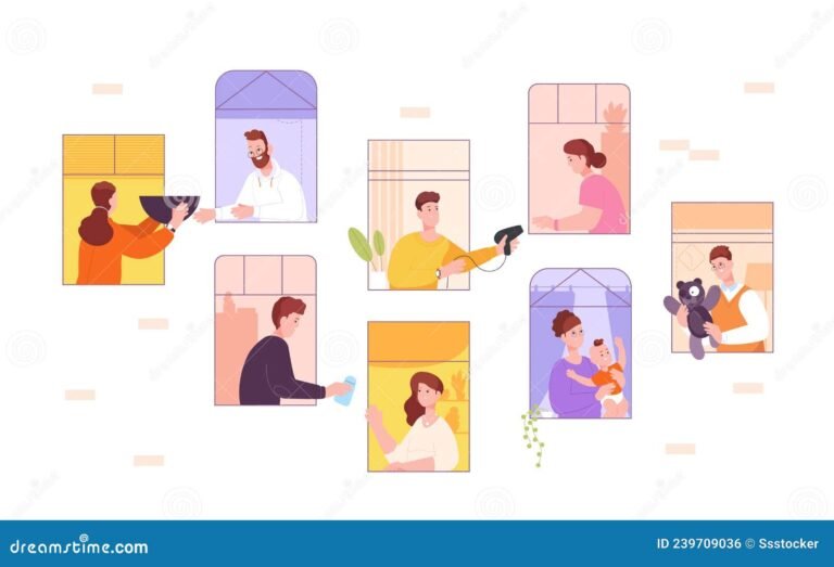 personas mirando casas vecinas en un vecindario