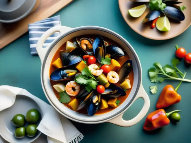 platos de mariscos frescos y coloridos