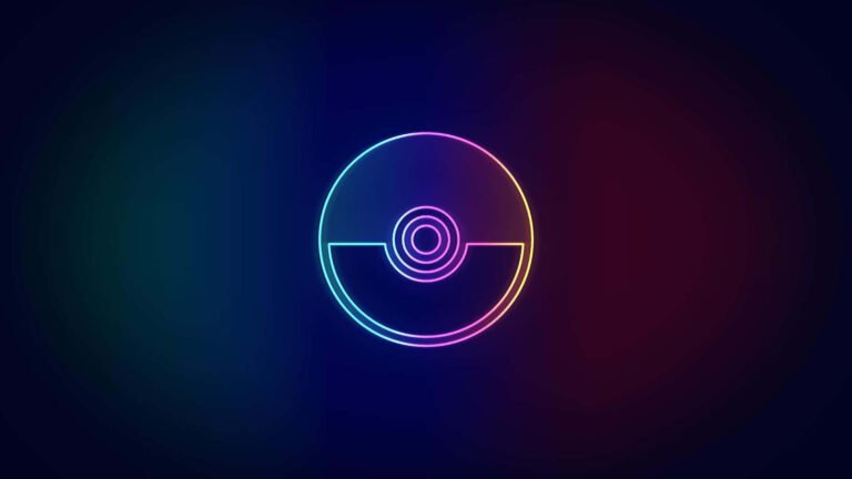 pokebola brillante sobre fondo colorido