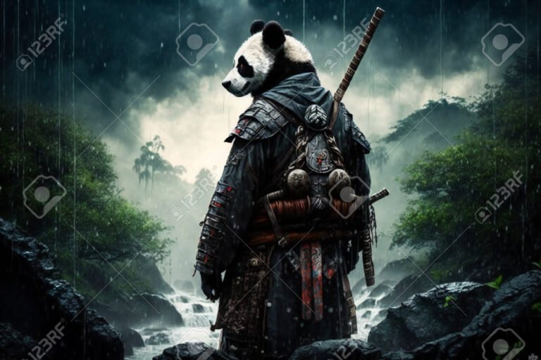 retrato de un samurai en la naturaleza