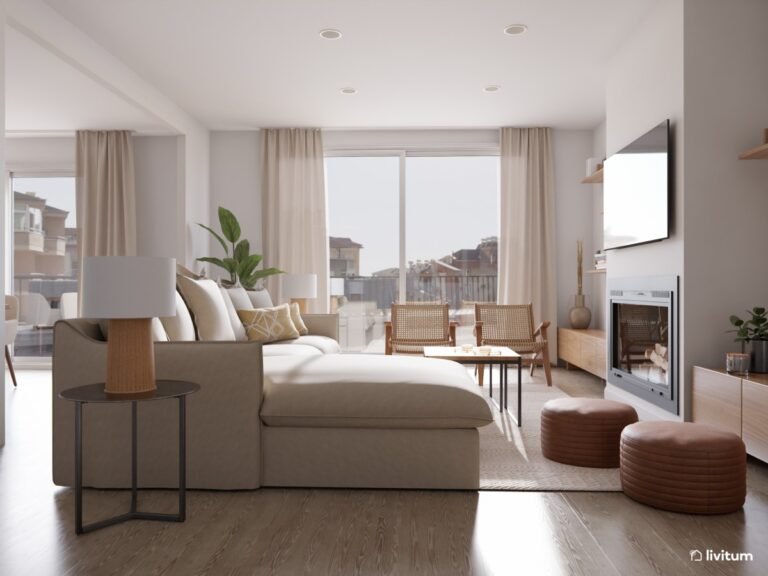 sillon en l moderno en un living acogedor