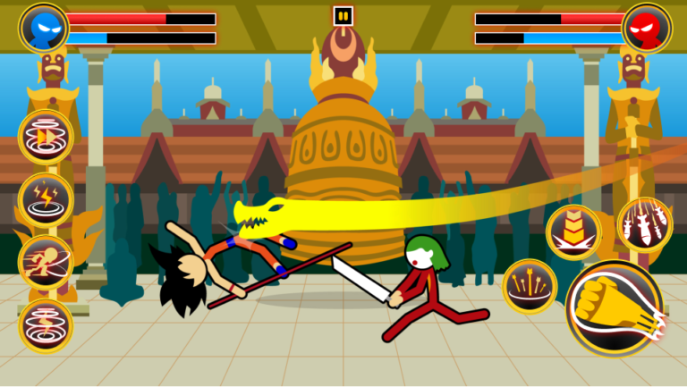 stickman luchador en accion epica