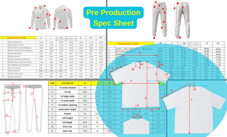 tallas de ropa en una tabla visual