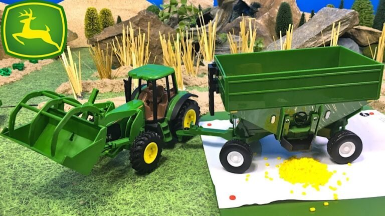 tractor de juguete john deere en accion
