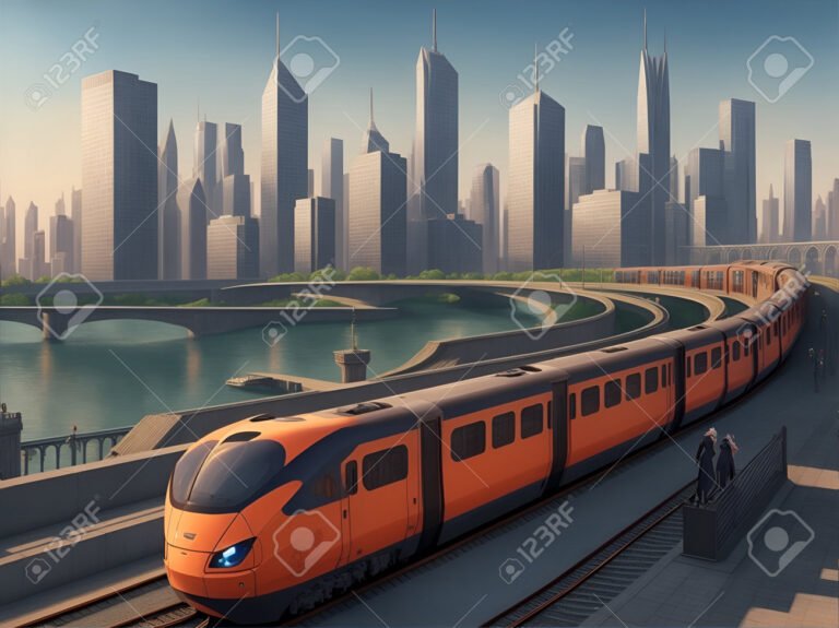 tren en movimiento con fondo urbano