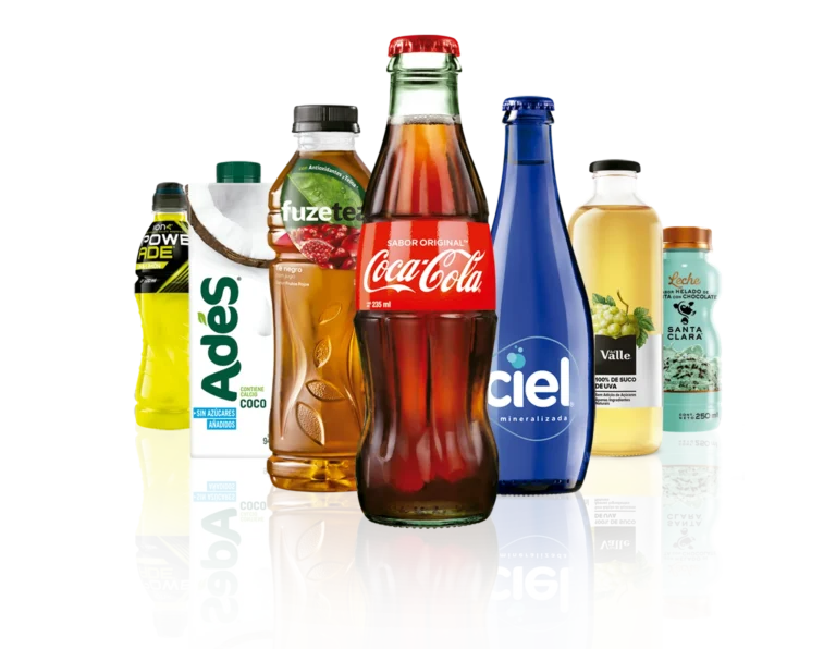 variedad de productos de coca cola