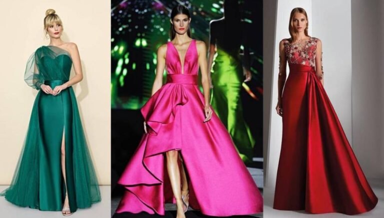 vestidos de saten largo en colores vibrantes