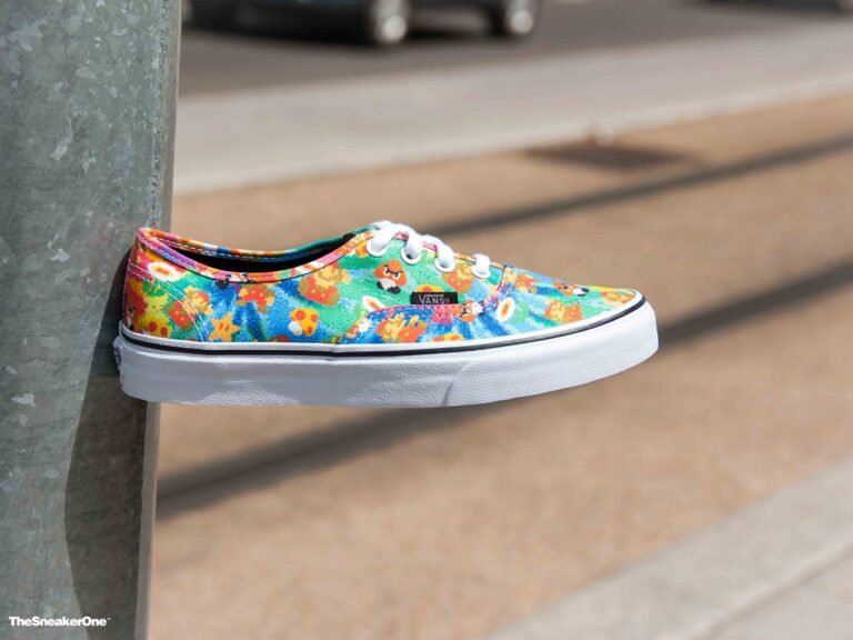 zapatillas vans sobre un fondo colorido